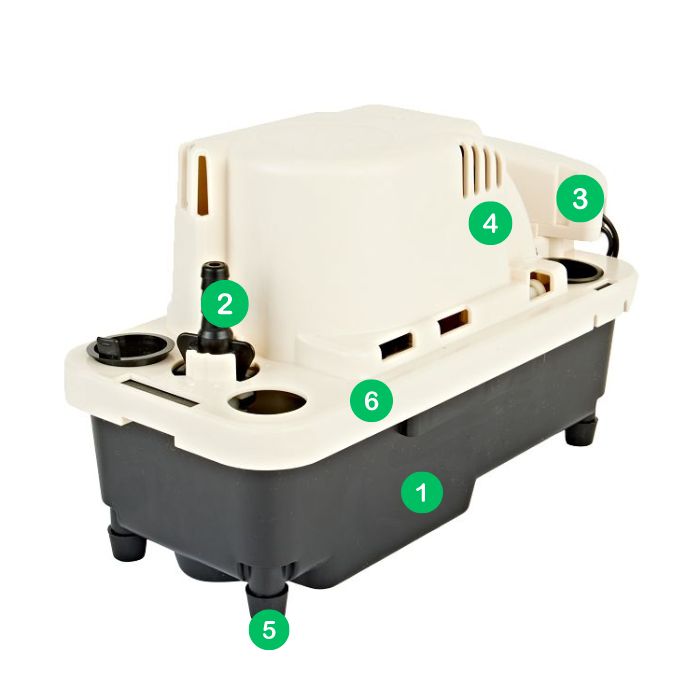 Bơm nước ngưng điều hòa VCMA 20 PRO 2 Cấu tạo bơm nước ngưng điều hòa VCMA 20 PRO