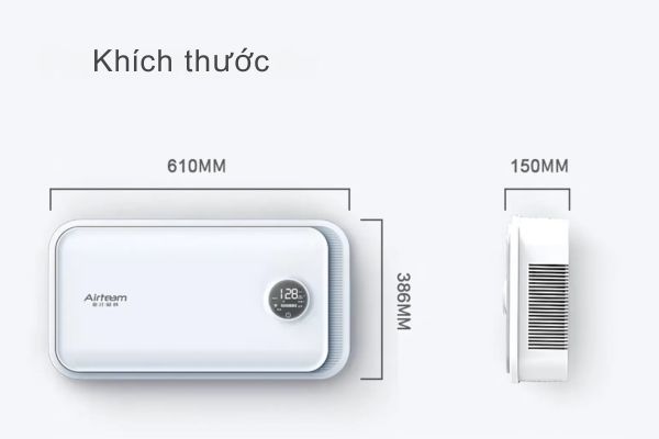 Máy cấp khí tươi gắn tường hồi nhiệt Airteam 3 Kich Thuoc Airteam AD 110 A