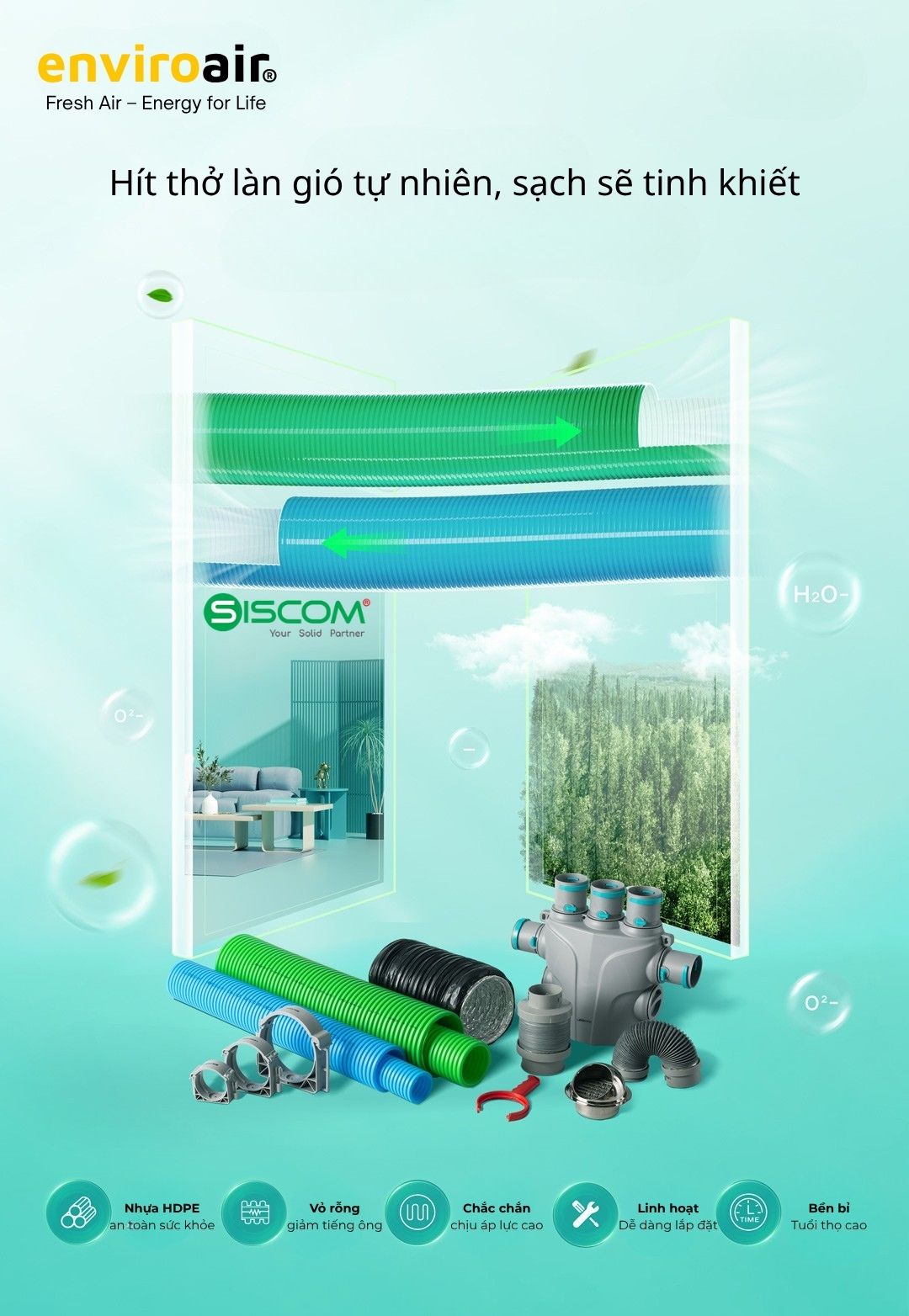 So sánh ống gió nhựa HDPE và ống gió tôn mạ kẽm, chọn loại nào cho khí tươi? 6 Ống gió nhựa HDPE và phụ kiện