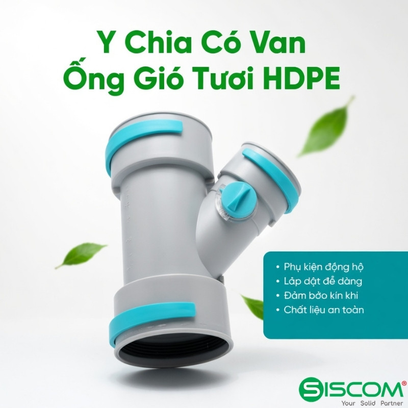 Y Chia Có Van Ống Gió Nhựa HDPE 2 Y Chia Co Van Ong Nhua HDPE