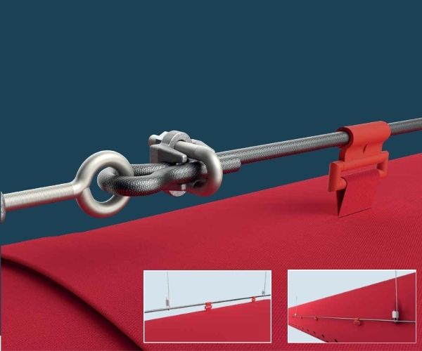 Lắp đặt ống gió vải bằng cáp thép