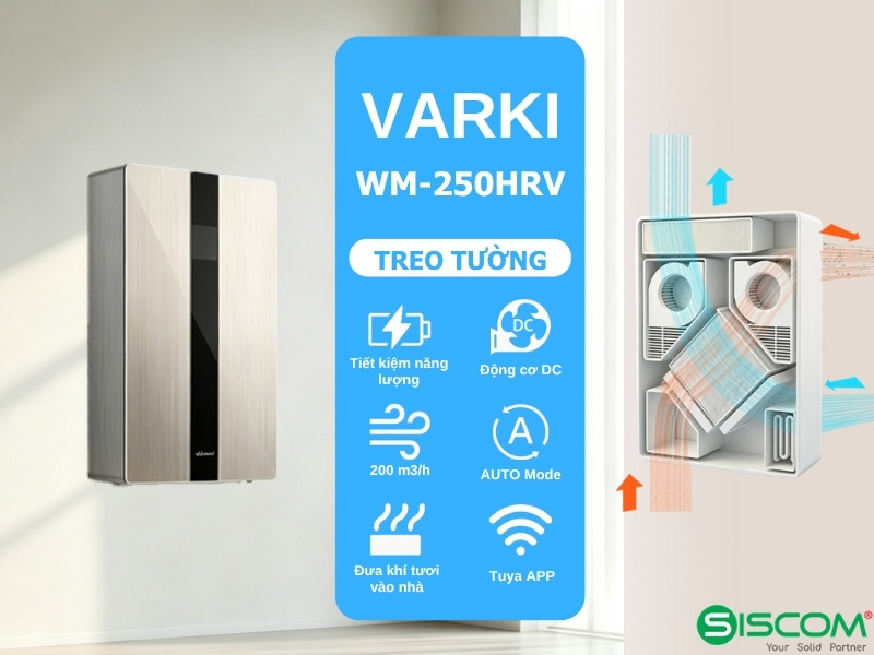 Máy Cấp Khí Tươi Treo Tường Varki WM-250HRV – Lọc HEPA H13, Diệt Khuẩn PHI 2 May Cap Khi Tuoi Treo Tuong Varki Wm 250hrv