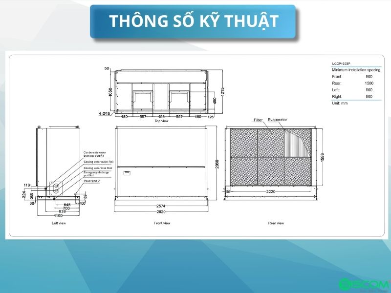 Điều Hòa Tủ Đứng Daikin UCCP190BP Giải Nhiệt Nước 3 Thông số kỹ thuật điều hòa tủ đứng daikin uccp190bp giải nhiệt nước