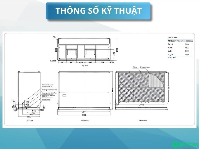 Điều Hòa Tủ Đứng Daikin UCCP210BP Giải Nhiệt Nước 3 Thông Số Điều Hòa Tủ Đứng Daikin UCCP210BP Giải Nhiệt Nước