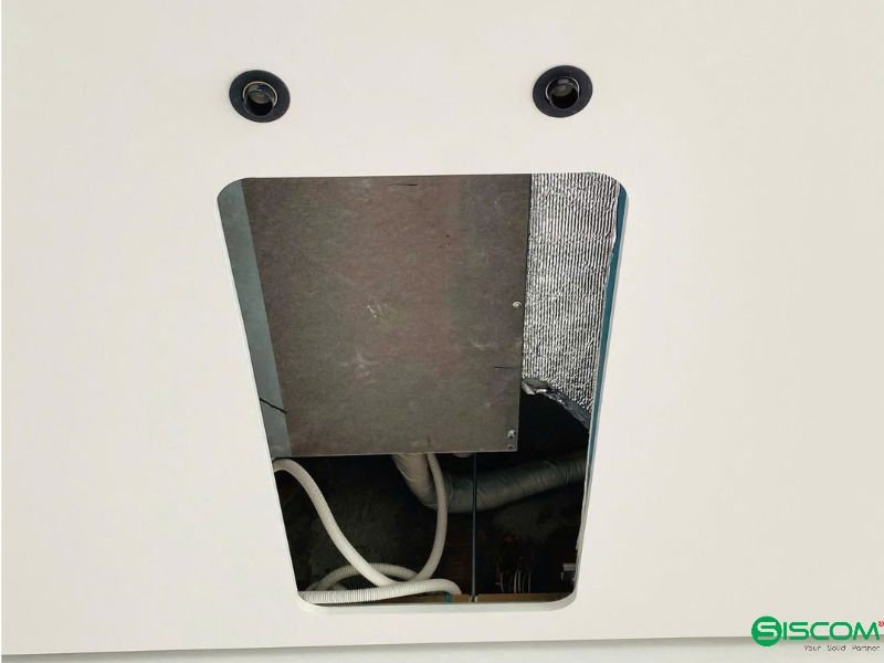 Nắp thăm trần thạch cao 600x600 lắp cạnh trần giật cấp điều hòa Nắp thăm trần thạch cao 600x600 lắp đặt dưới dàn lạnh điều hòa giấu trần phòng khách